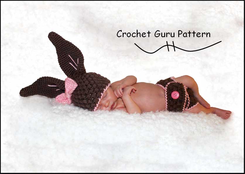 Crochet Baby Bunny Hat And Diaper Cover Pattern