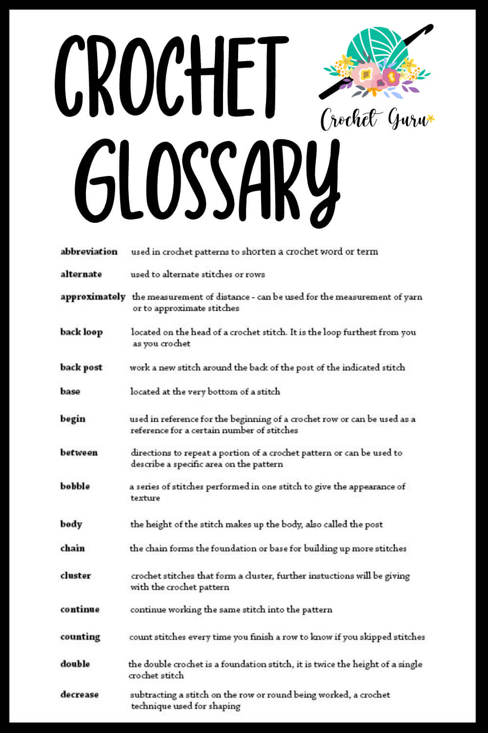 crochet-glossary-master-list-pinterest